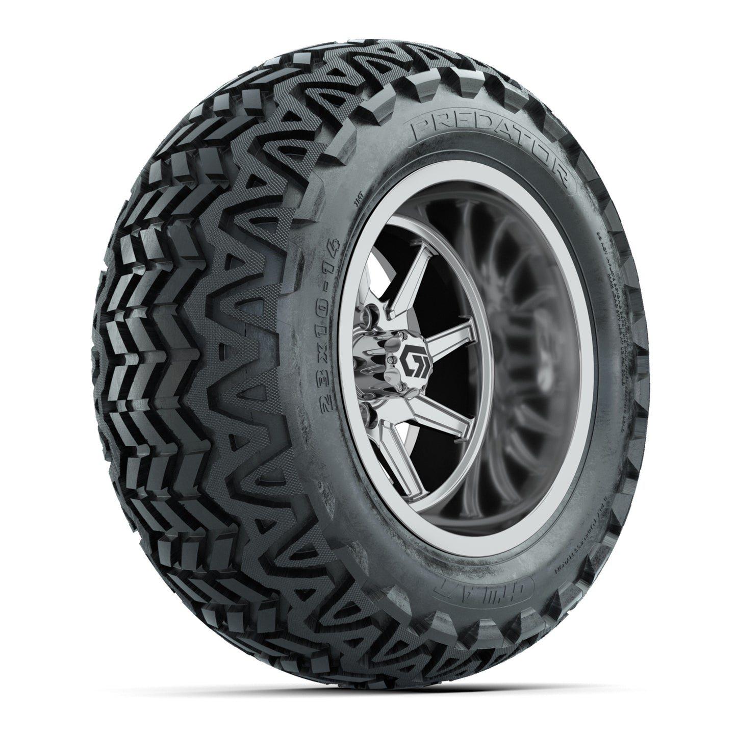 GTW® Reaper Chrome 14 in Wheels with 23X10-14 Predator All-Terrain Tires - Full Set