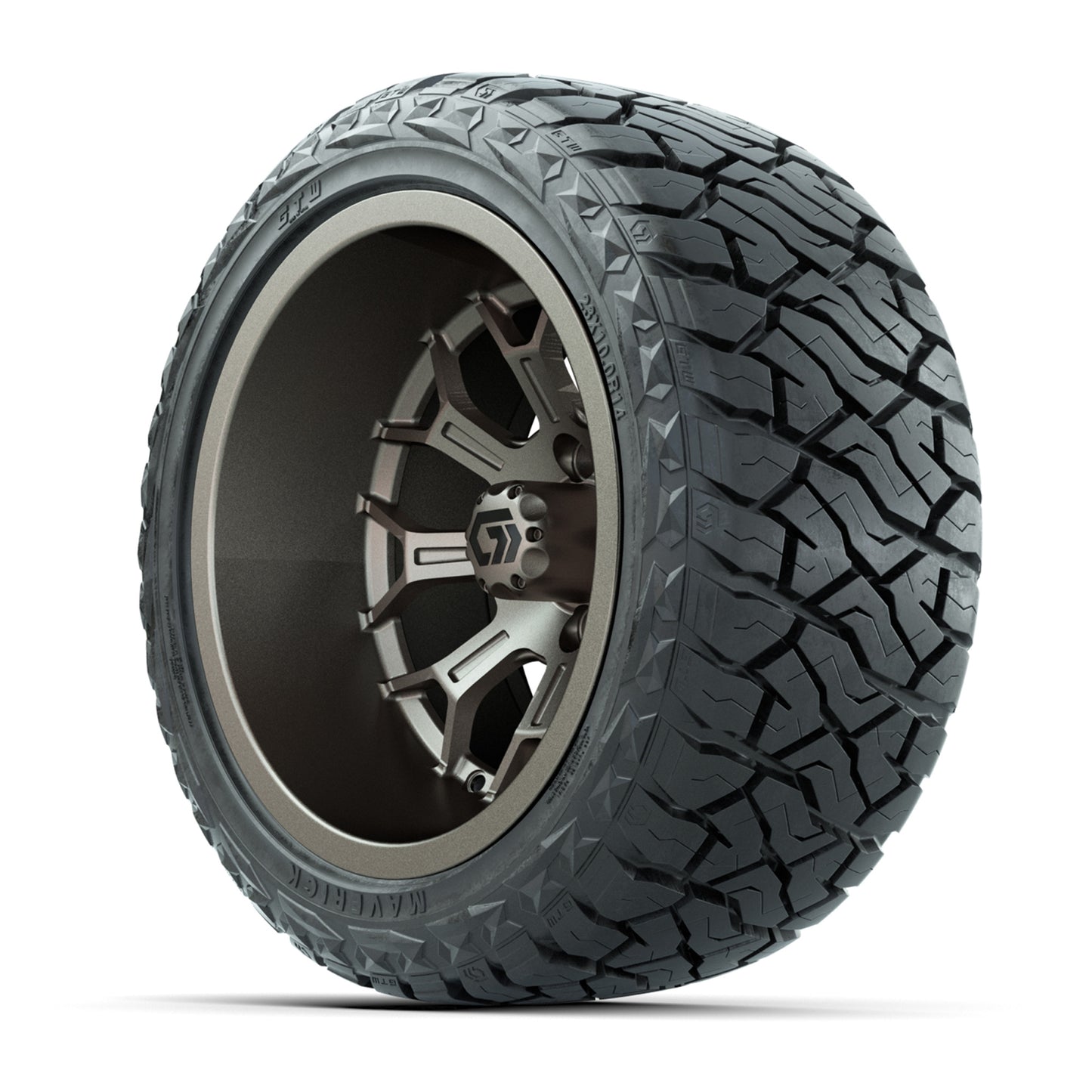 GTW® Assault Matte Bronze 14 in Wheels with 23X10-R14 Maverick Steel Belted Radial All-Terrain Tires - Full Set