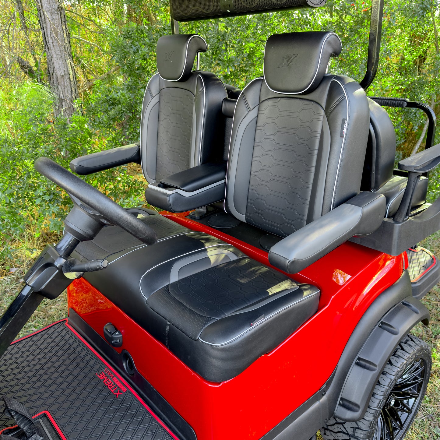 MadJax® EZGO RXV/L4/S4/Valor Black Commander Front Seat Cushions