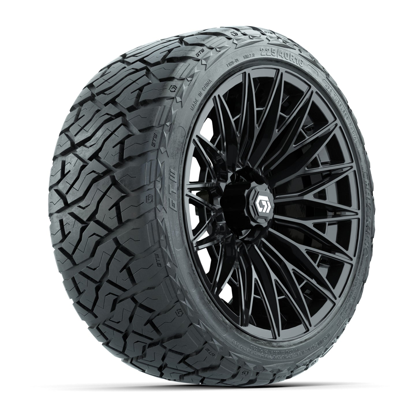 GTW® Blur Gloss Black 16 in Wheels with 225/40-R16 Maverick Street Tires - Full Set