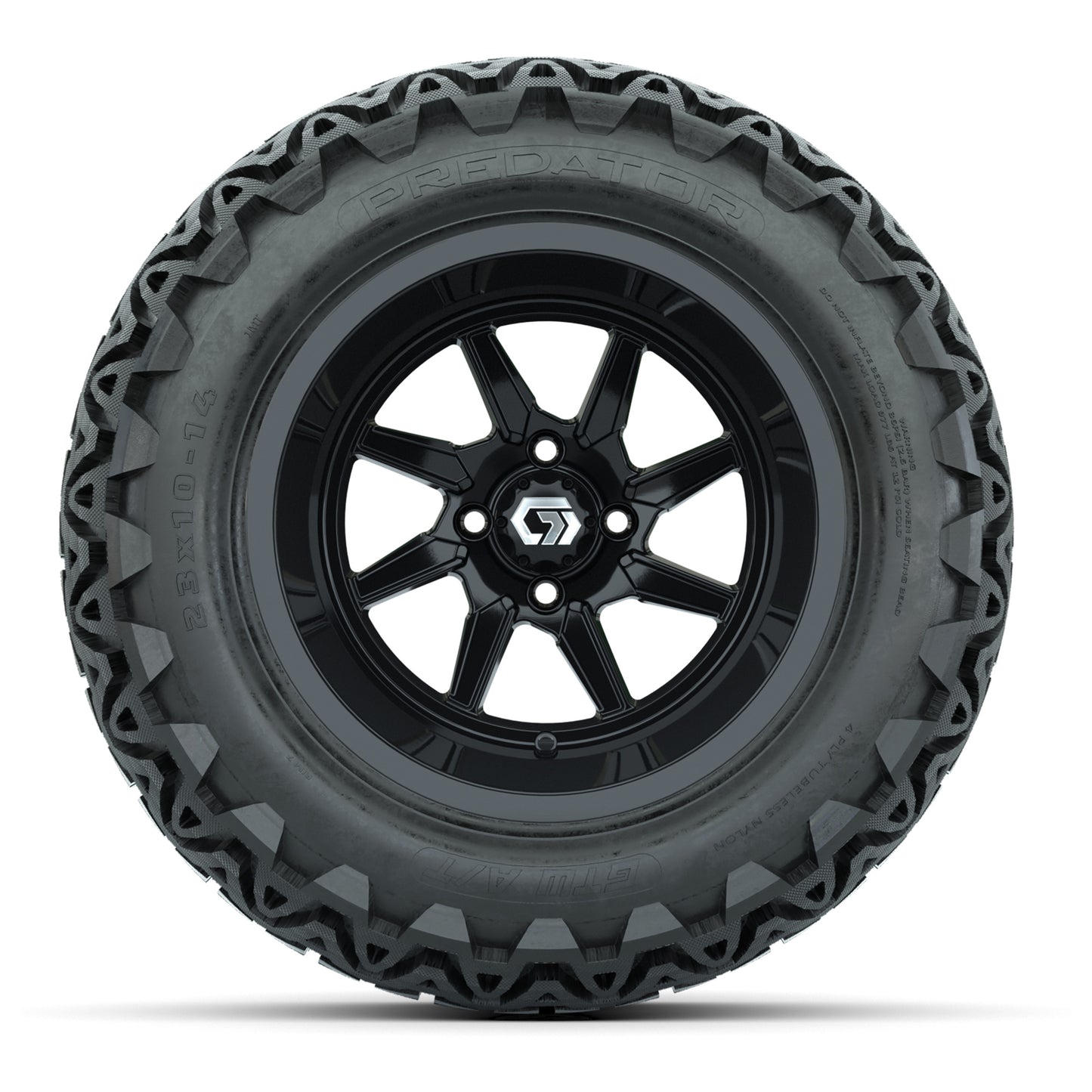 GTW® Reaper Gloss Black 14 in Wheels with 23X10-14 Predator All-Terrain Tires - Full Set