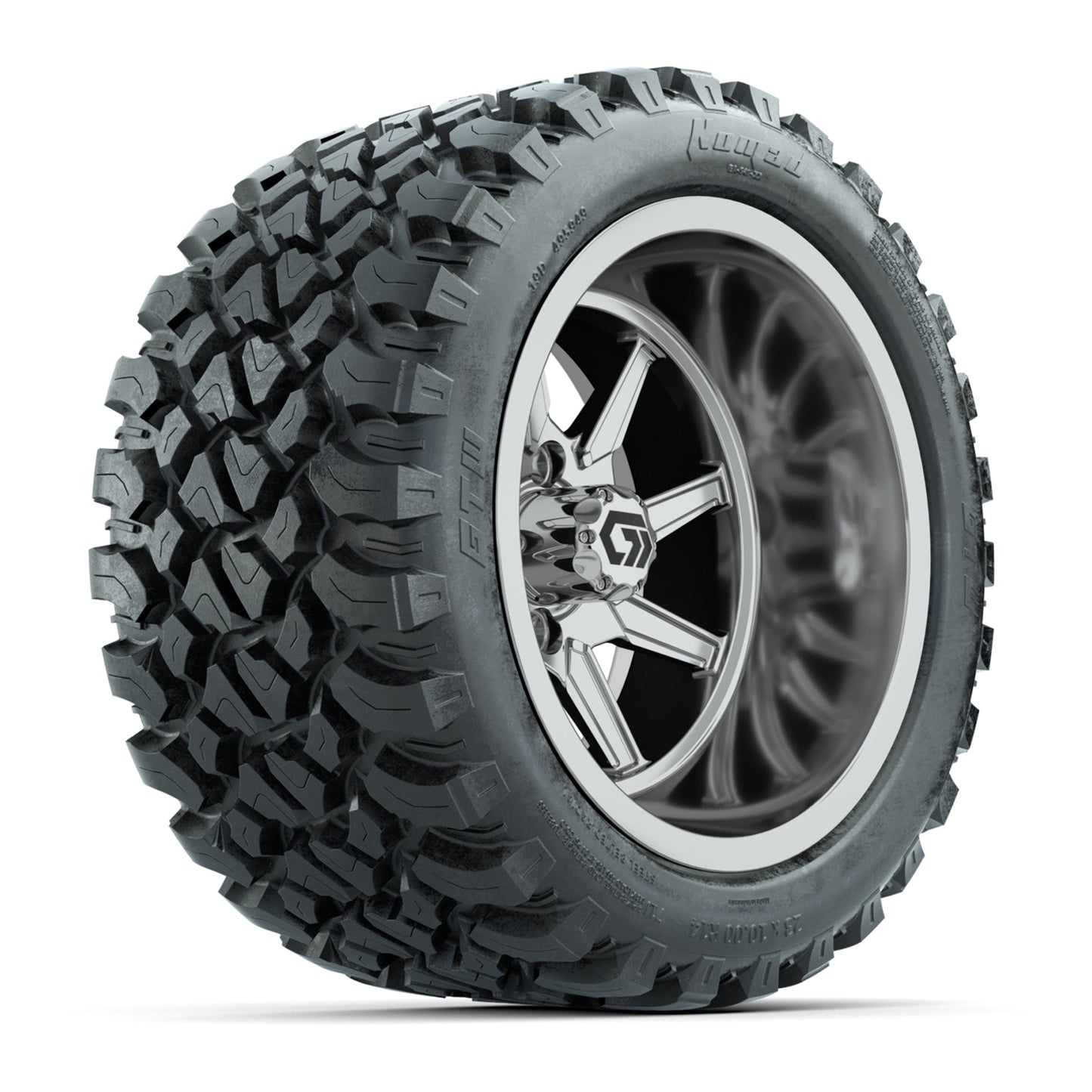 GTW® Reaper Chrome 14 in Wheels with 23X10-R14 Nomad Steel Belt Radial All-Terrain Tires - Full Set