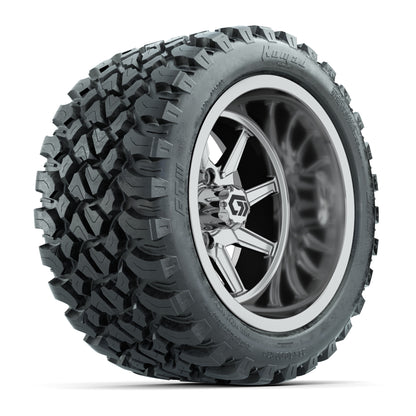 GTW® Reaper Chrome 14 in Wheels with 23X10-R14 Nomad Steel Belt Radial All-Terrain Tires - Full Set