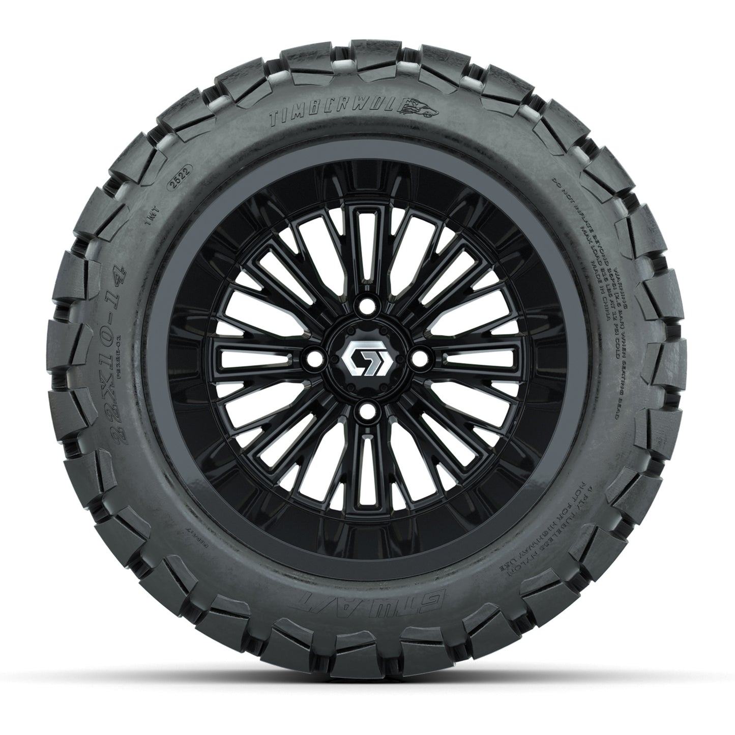 GTW® Viper Gloss Black 14 in Wheels with 22X10-14 Timberwolf All-Terrain Tires - Full Set