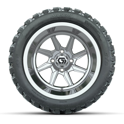 GTW® Reaper Chrome 14 in Wheels with 23X10-R14 Nomad Steel Belt Radial All-Terrain Tires - Full Set