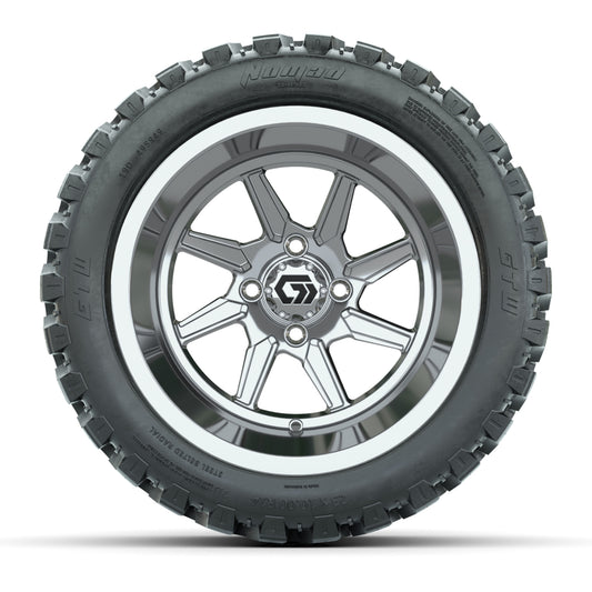 GTW® Reaper Chrome 14 in Wheels with 23X10-R14 Nomad Steel Belt Radial All-Terrain Tires - Full Set