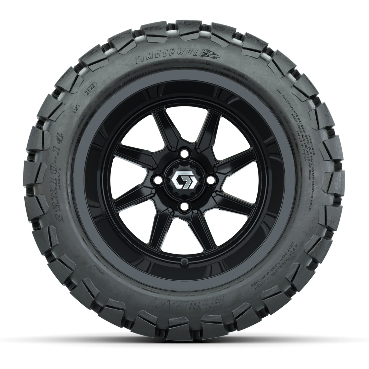 GTW® Reaper Gloss Black 14 in Wheels with 22X10-14 Timberwolf All-Terrain Tires - Full Set