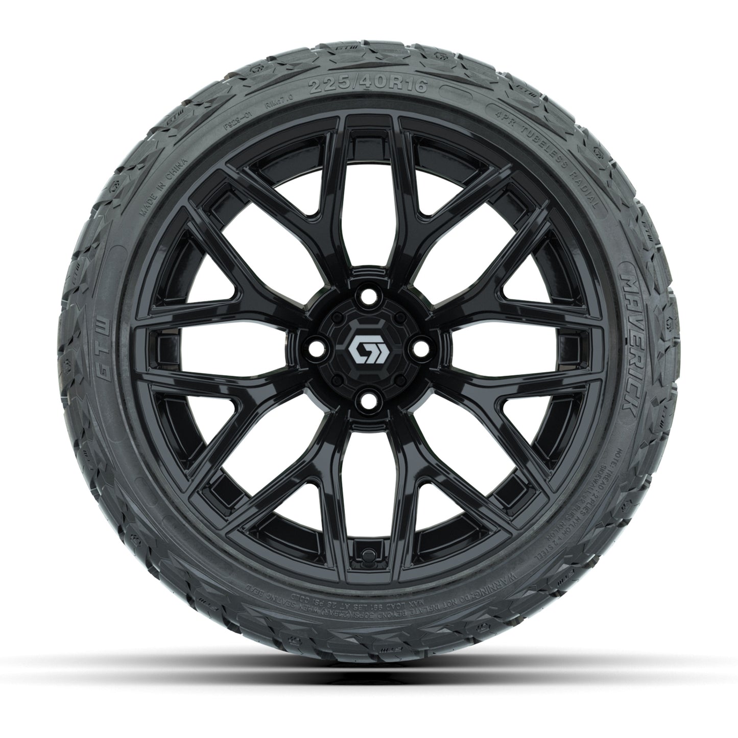 GTW® Monaco Gloss Black 16 in Wheels with 225/40-R16 Maverick Street Tires - Full Set