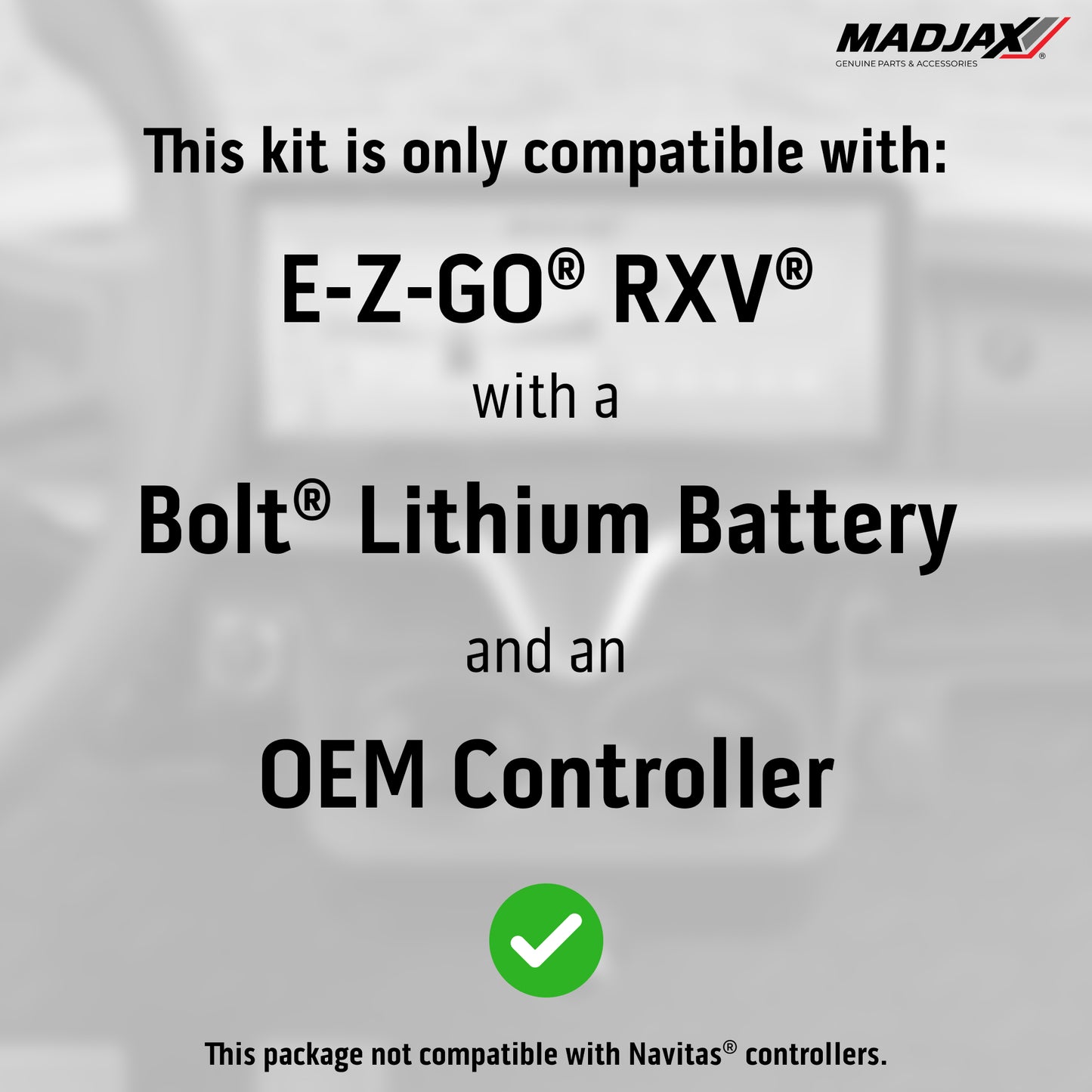 MadJax® Kinect™ Display Screen Kit for A/C motor EZGO RXV with Bolt Battery Setup