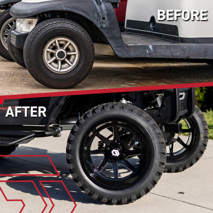 GTW® Reaper Gloss Black 14 in Wheels with 23X10-R14 Nomad Steel Belt Radial All-Terrain Tires - Full Set