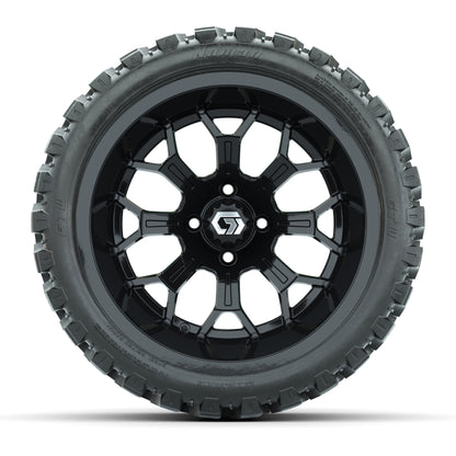GTW® Assault Gloss Black 15 in Wheels with 23X10-R15 Nomad Steel Belted Radial All-Terrain Tires - Full Set