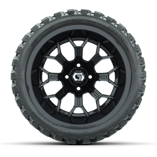 GTW® Assault Gloss Black 15 in Wheels with 23X10-R15 Nomad Steel Belted Radial All-Terrain Tires - Full Set