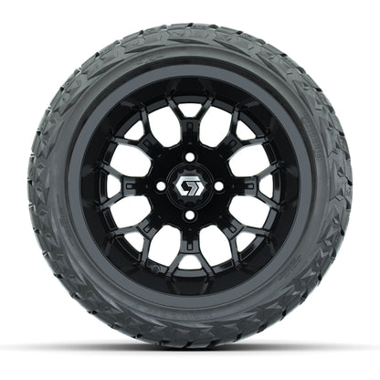 GTW® Assault Gloss Black 14 in Wheels with 23X10-R14 Maverick Steel Belted Radial All-Terrain Tires - Full Set