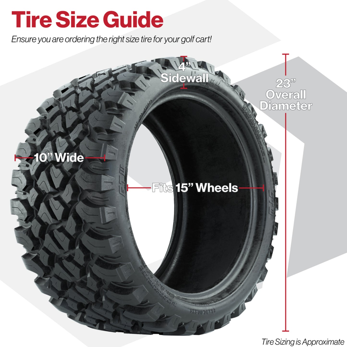 GTW® Reaper Chrome 15 in Wheels with 23X10-R15 Nomad Steel Belted Radial All-Terrain Tires - Full Set