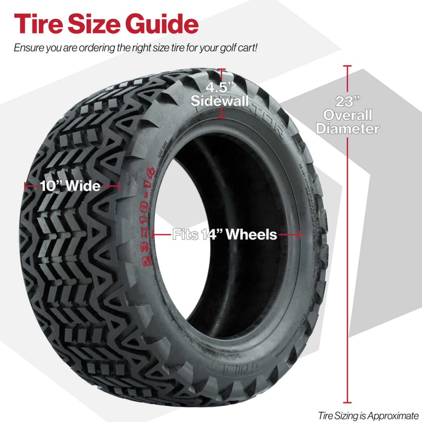 GTW® Assault Gloss Black 14 in Wheels with 23X10-14 Predator All-Terrain Tires - Full Set