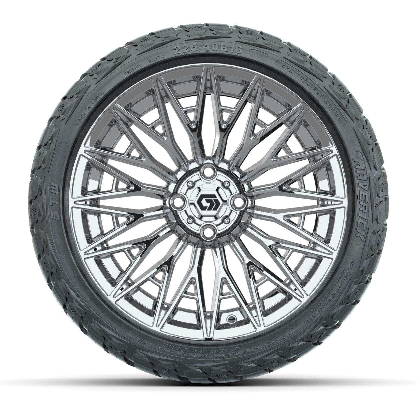 GTW® Blur Chrome 16 in Wheels with 225/40-R16 Maverick Street Tires - Full Set