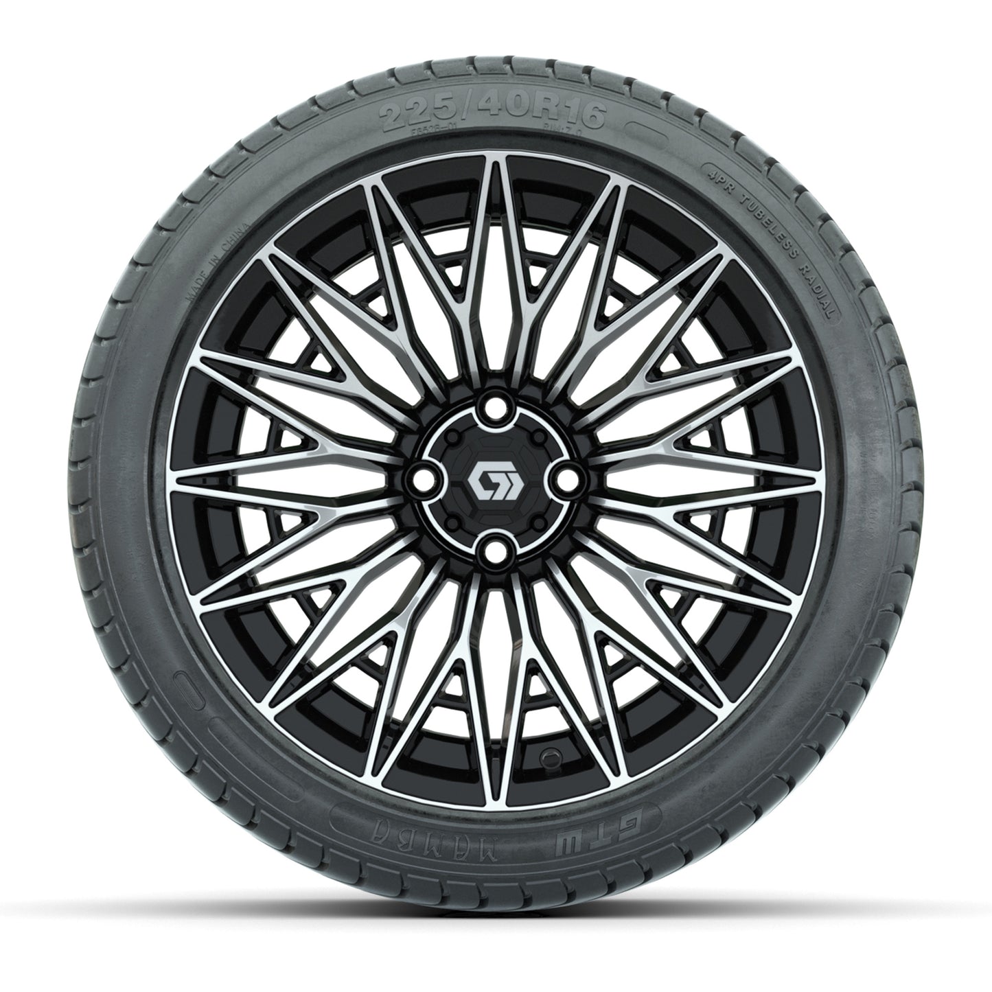 GTW® Blur Black/Machined 16 in Wheels with 225/40-R16 Mamba Street Tires - Full Set