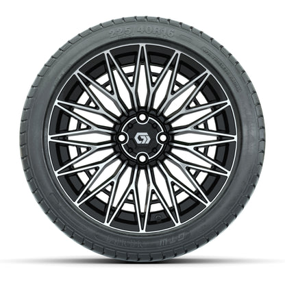 GTW® Blur Black/Machined 16 in Wheels with 225/40-R16 Mamba Street Tires - Full Set