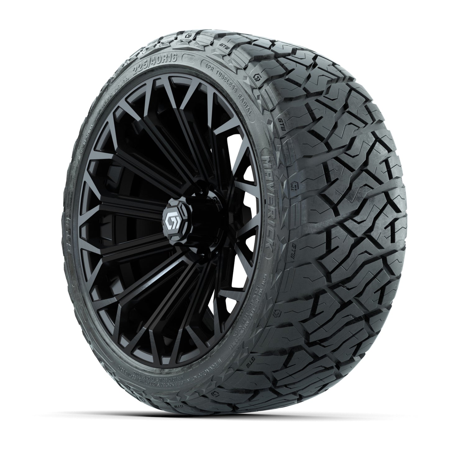 GTW® Phantom Gloss Black 16 in Wheels with 225/40-R16 Maverick Street Tires - Full Set