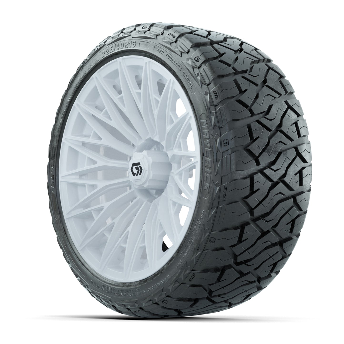 GTW® Blur Gloss White 16 in Wheels with 225/40-R16 Maverick Street Tires - Full Set