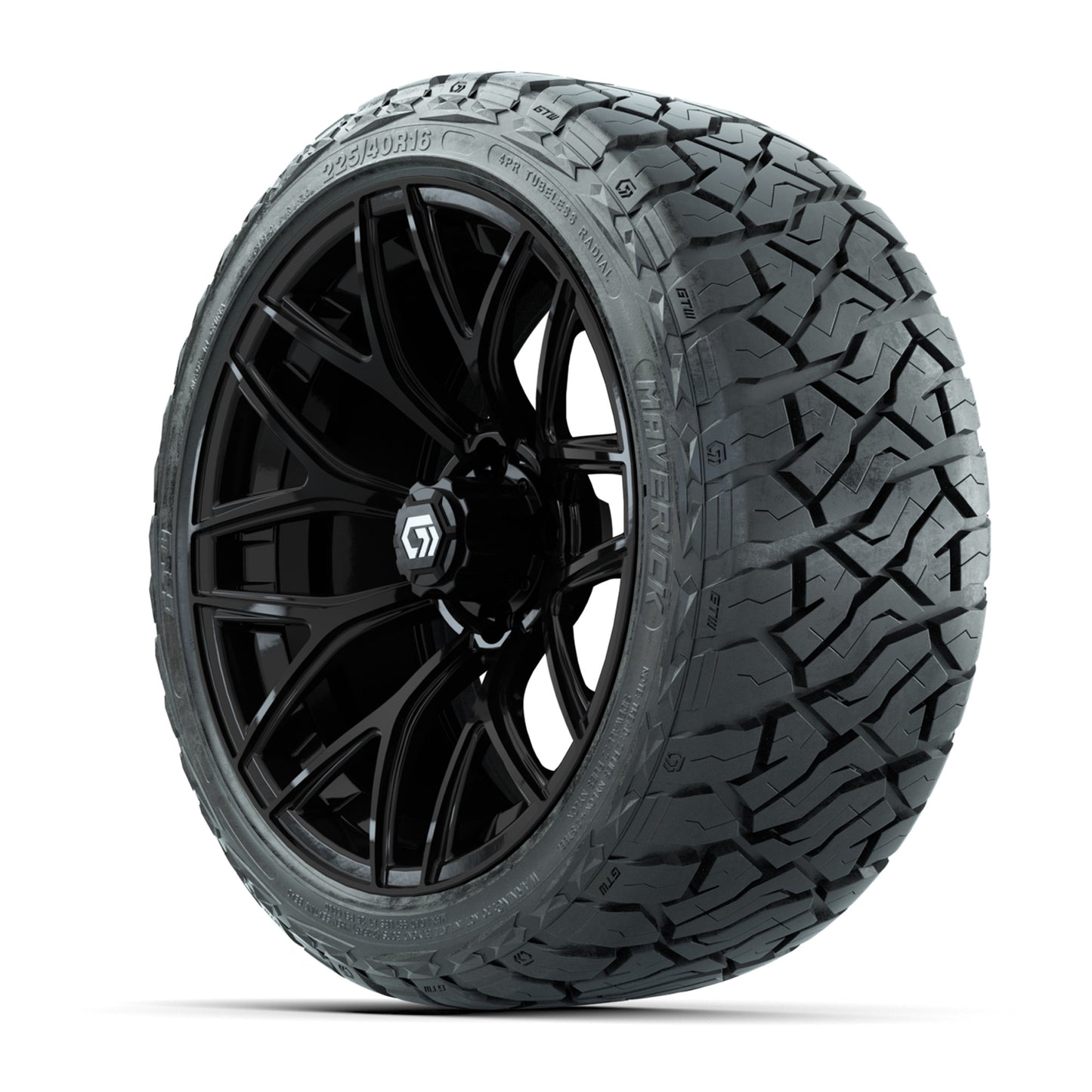 GTW® Monaco Gloss Black 16 in Wheels with 225/40-R16 Maverick Street Tires - Full Set