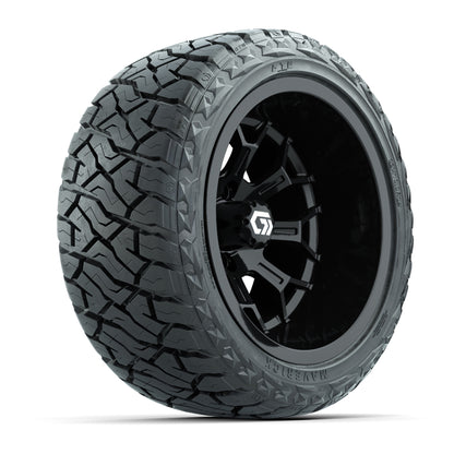 GTW® Assault Gloss Black 14 in Wheels with 23X10-R14 Maverick Steel Belted Radial All-Terrain Tires - Full Set