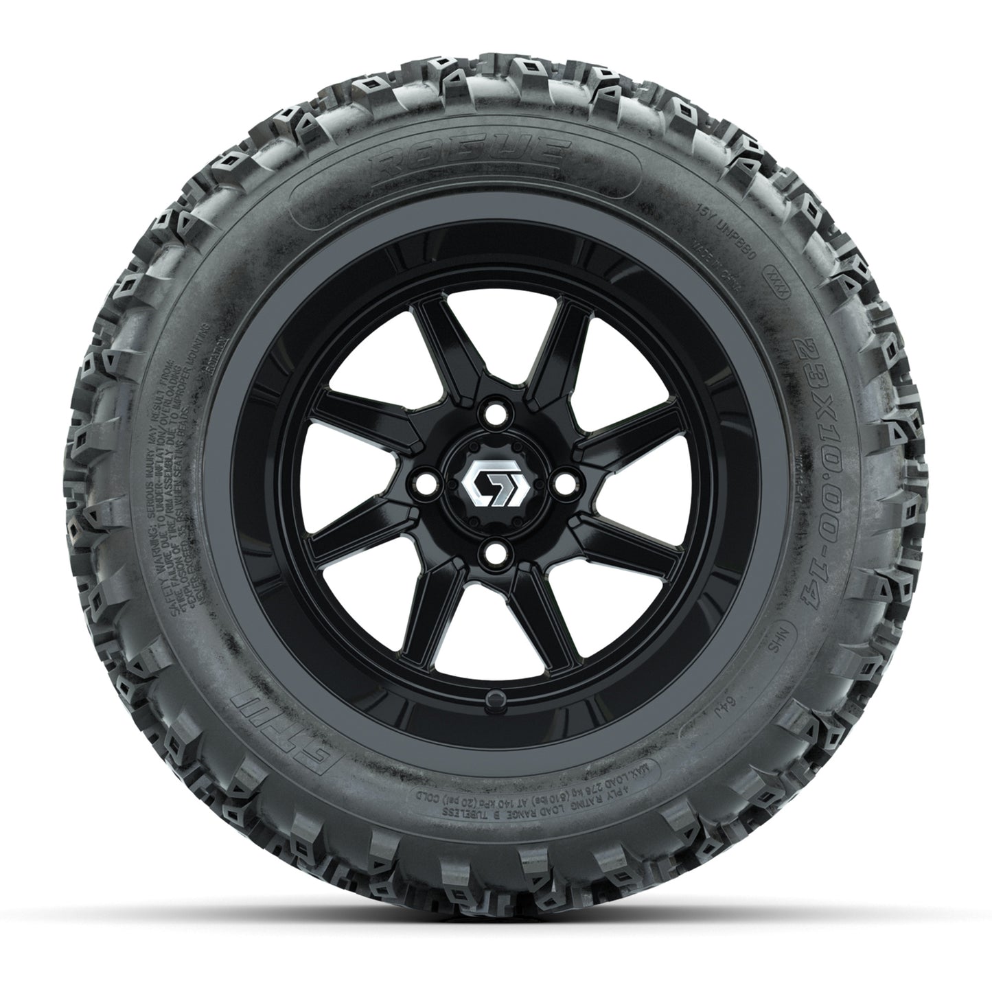 GTW® Reaper Gloss Black 14 in Wheels with 23X10-R14 Rogue All-Terrain Tires - Full Set