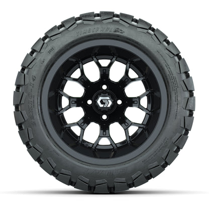GTW® Assault Gloss Black 14 in Wheels with 22X10-14 Timberwolf All-Terrain Tires - Full Set
