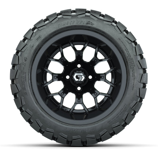 GTW® Assault Gloss Black 14 in Wheels with 22X10-14 Timberwolf All-Terrain Tires - Full Set