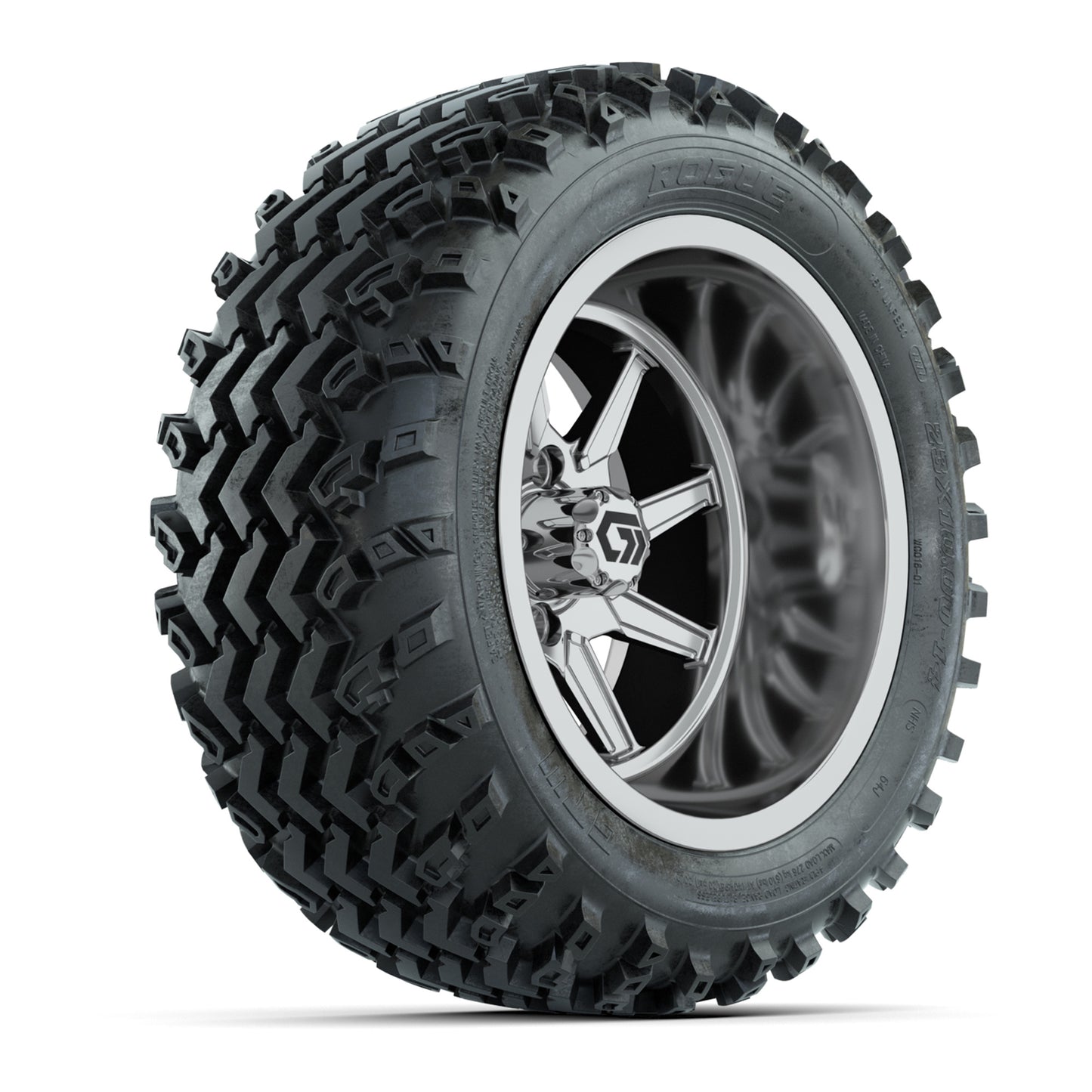 GTW® Reaper Chrome 14 in Wheels with 23X10-R14 Rogue All-Terrain Tires - Full Set