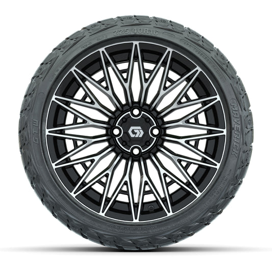 GTW® Blur Black/Machined 16 in Wheels with 225/40-R16 Maverick Street Tires - Full Set