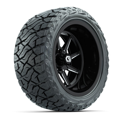 GTW® Reaper Black/Machined 15 in Wheels with 23X10-R15 Maverick Steel Belted Radial All-Terrain Tires - Full Set