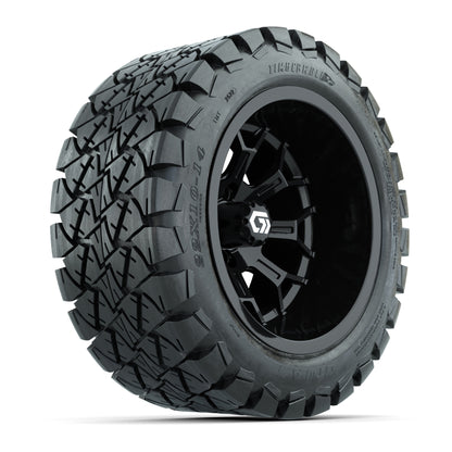 GTW® Assault Gloss Black 14 in Wheels with 22X10-14 Timberwolf All-Terrain Tires - Full Set