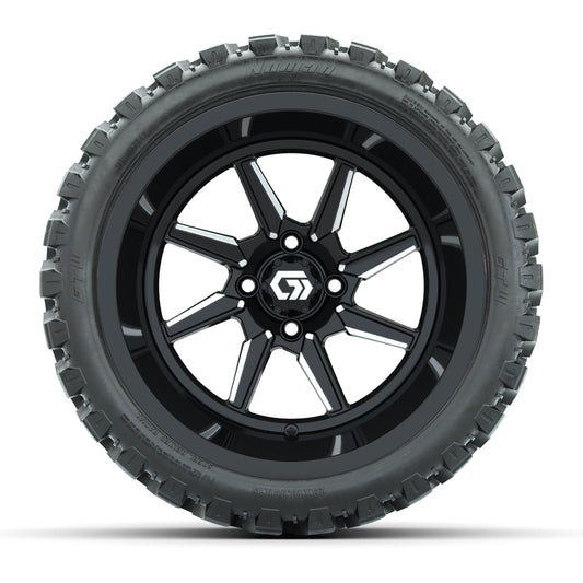 GTW® Reaper Black/Machined 15 in Wheels with 23X10-R15 Nomad Steel Belted Radial All-Terrain Tires - Full Set