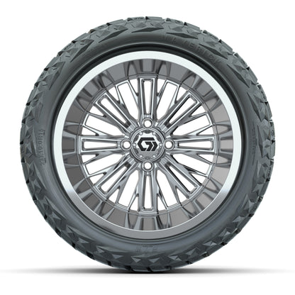 GTW® Viper Chrome 15 in Wheels with 23X10-R15 Maverick Steel Belted Radial All-Terrain Tires - Full Set