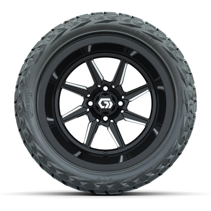 GTW® Reaper Black/Machined 15 in Wheels with 23X10-R15 Maverick Steel Belted Radial All-Terrain Tires - Full Set