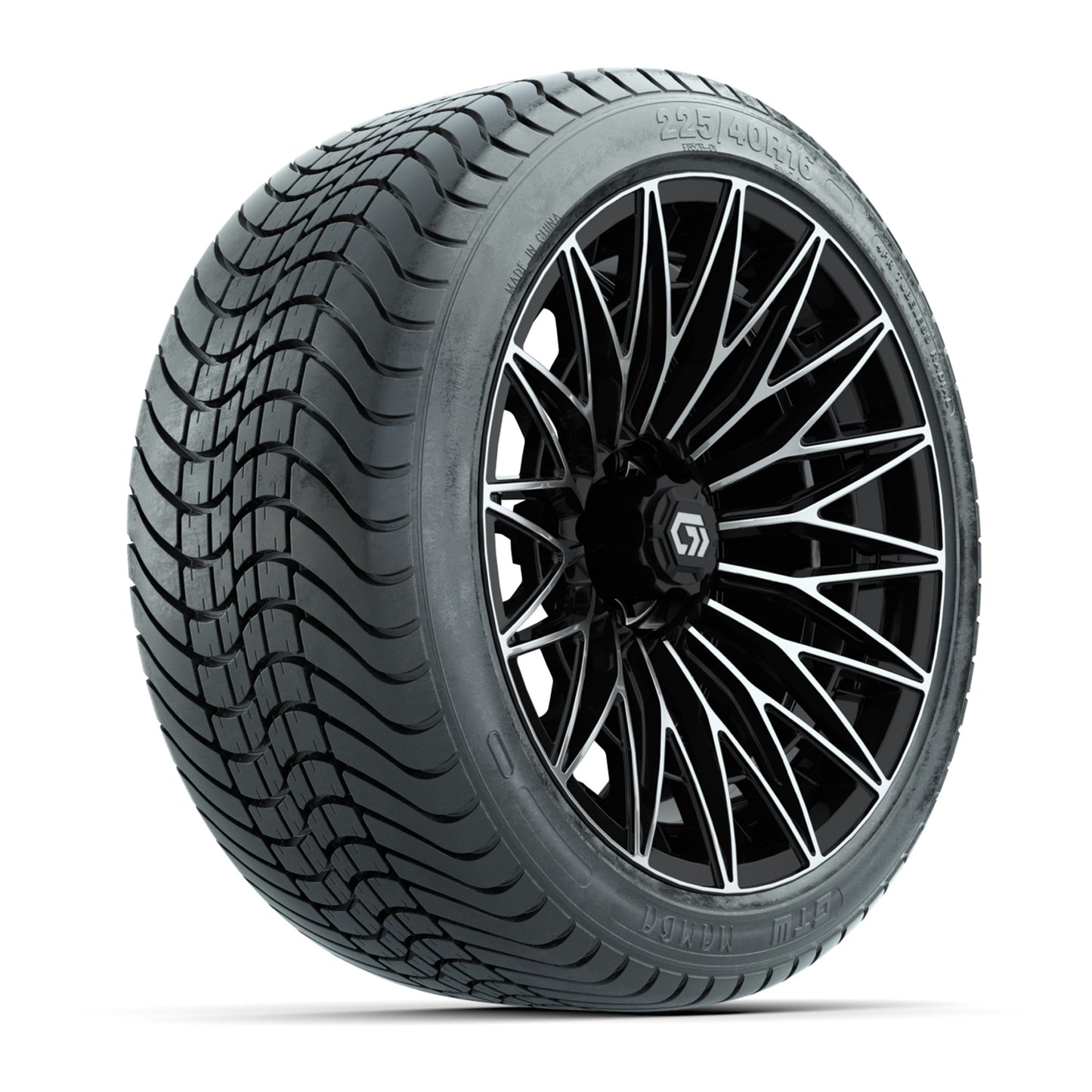 GTW® Blur Black/Machined 16 in Wheels with 225/40-R16 Mamba Street Tires - Full Set