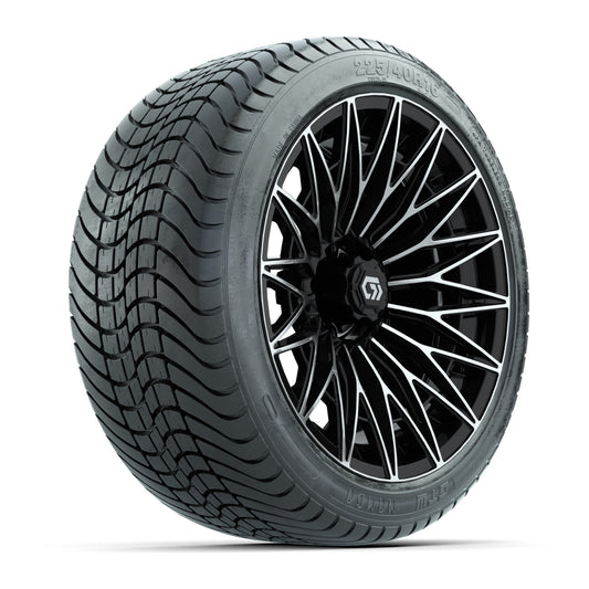 GTW® Blur Black/Machined 16 in Wheels with 225/40-R16 Mamba Street Tires - Full Set
