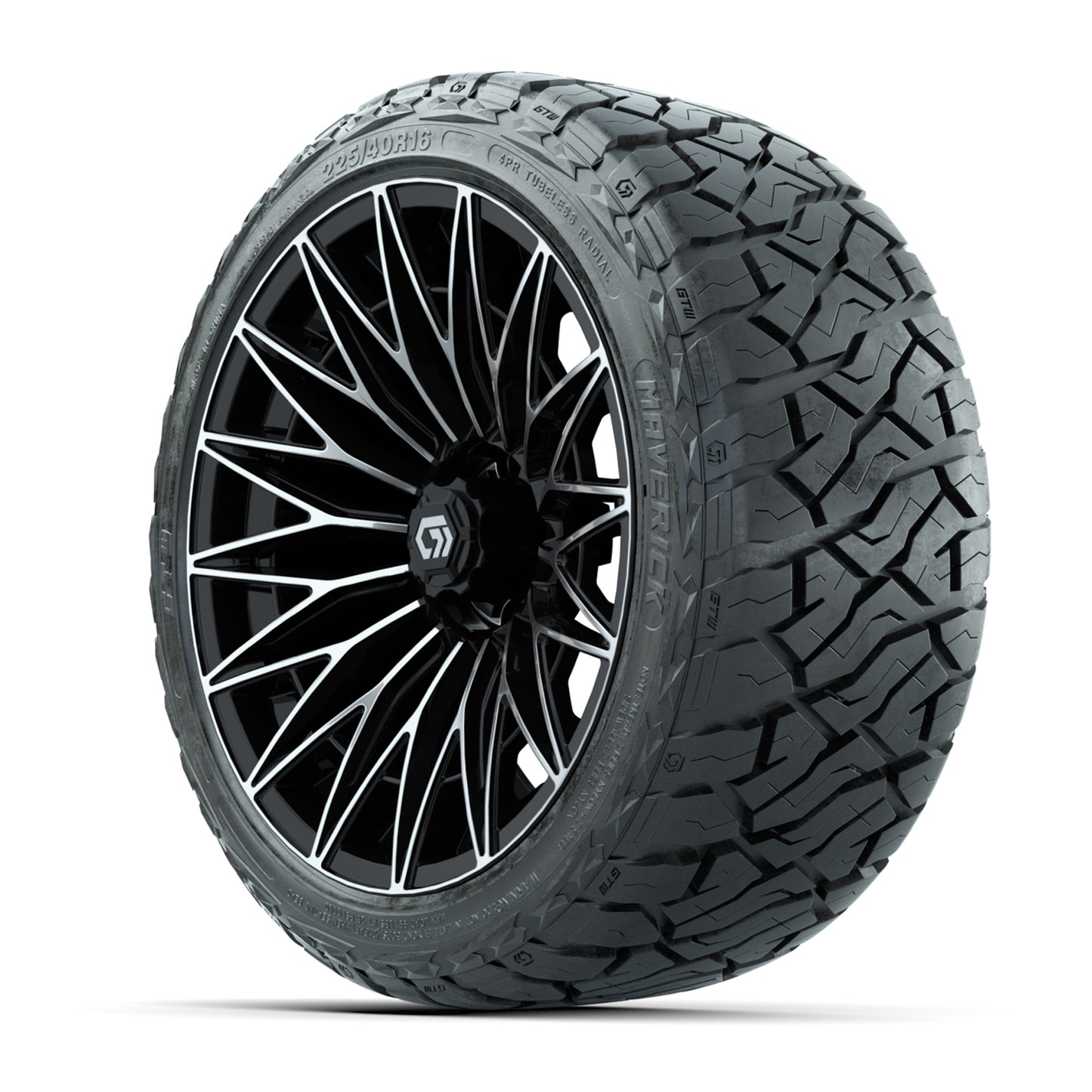 GTW® Blur Black/Machined 16 in Wheels with 225/40-R16 Maverick Street Tires - Full Set