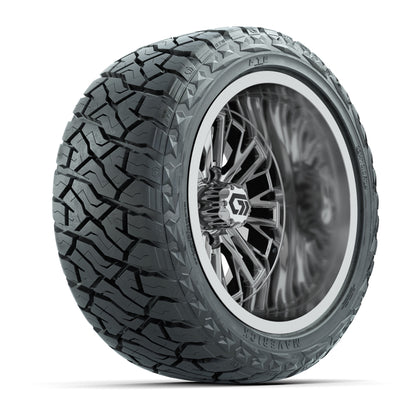 GTW® Viper Chrome 14 in Wheels with 23X10-R14 Maverick Steel Belted Radial All-Terrain Tires - Full Set