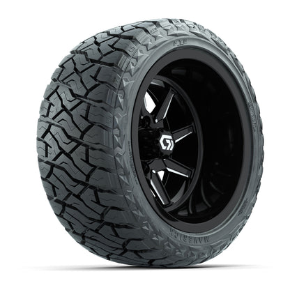 GTW® Reaper Black/Machined 14 in Wheels with 23X10-R14 Maverick Steel Belted Radial All-Terrain Tires - Full Set