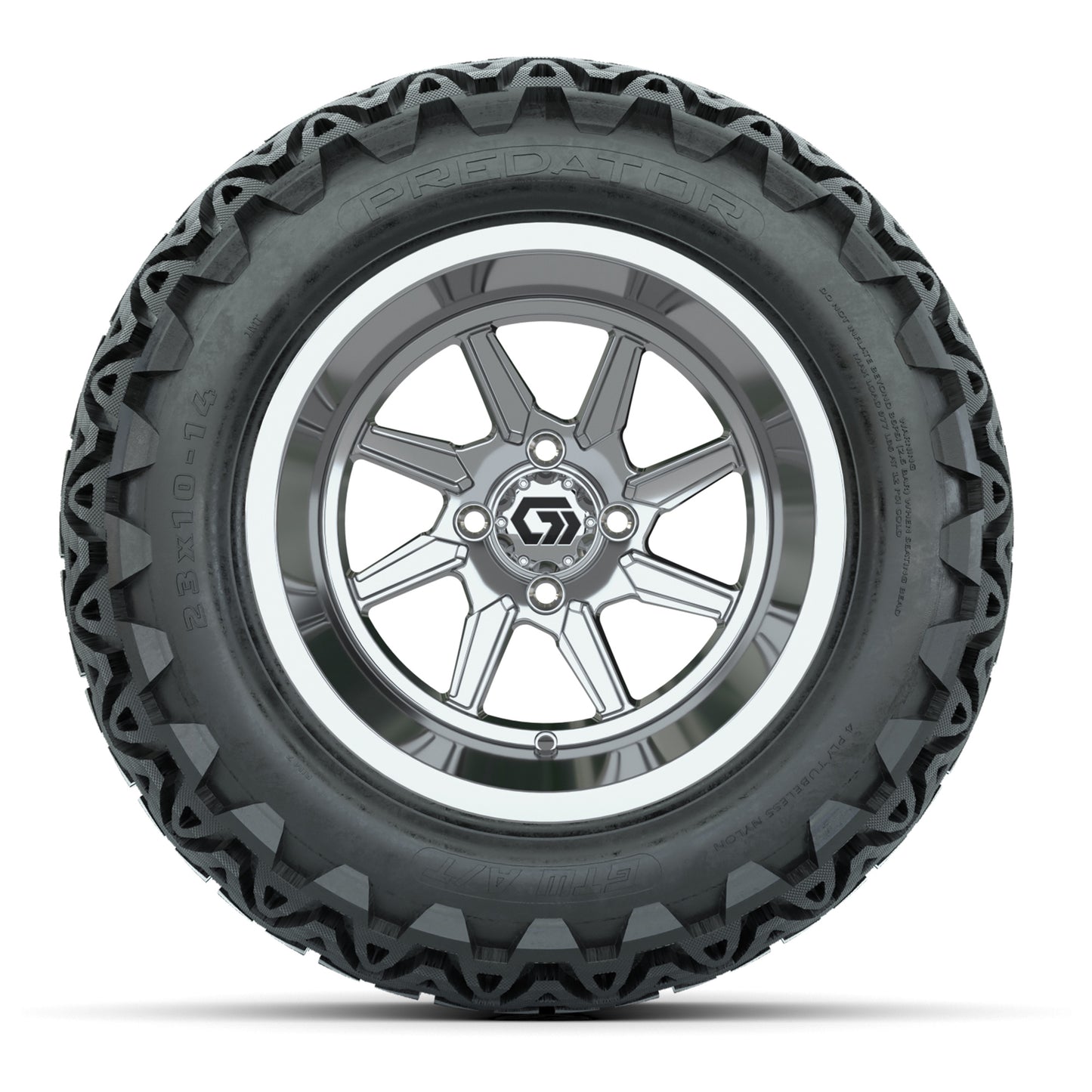 GTW® Reaper Chrome 14 in Wheels with 23X10-14 Predator All-Terrain Tires - Full Set
