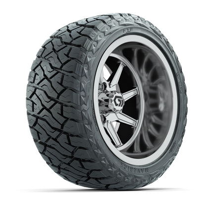 GTW® Reaper Chrome 14 in Wheels with 23X10-R14 Maverick Steel Belted Radial All-Terrain Tires - Full Set