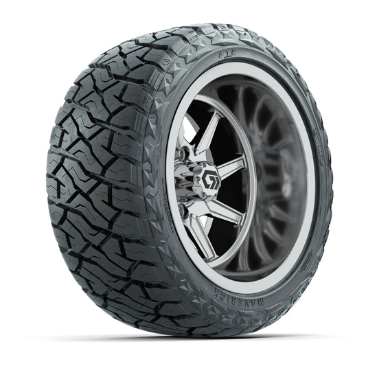 GTW® Reaper Chrome 14 in Wheels with 23X10-R14 Maverick Steel Belted Radial All-Terrain Tires - Full Set