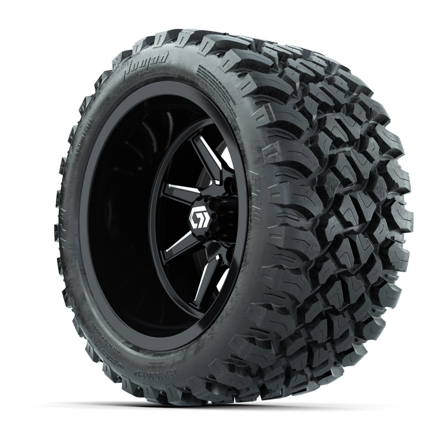 GTW® Reaper Black/Machined 14 in Wheels with 23X10-R14 Nomad Steel Belt Radial All-Terrain Tires - Full Set