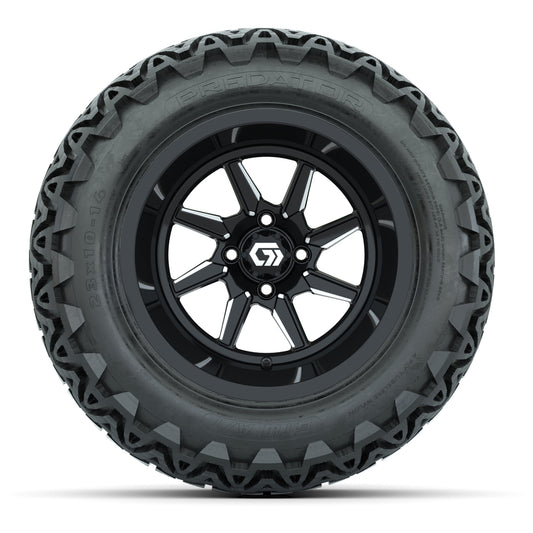 GTW® Reaper Black/Machined 14 in Wheels with 23X10-14 Predator All-Terrain Tires - Full Set