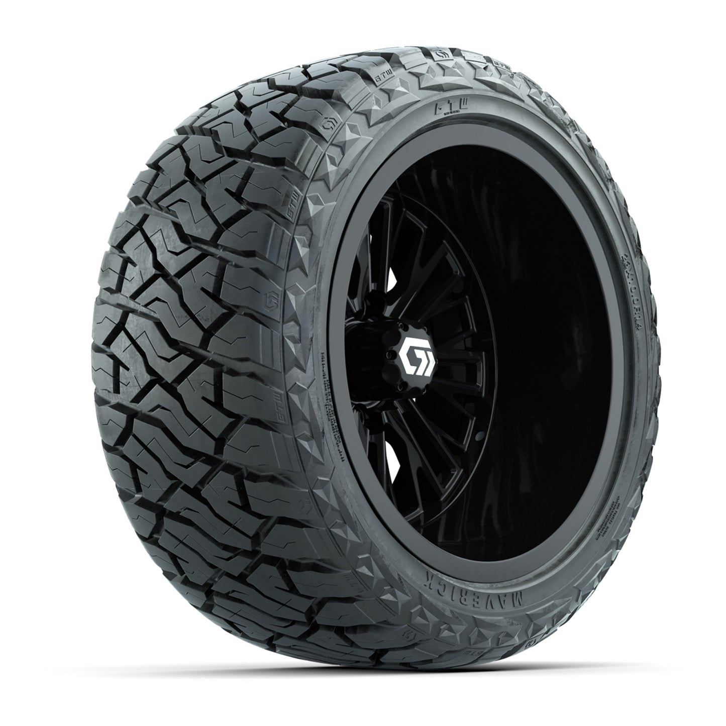 GTW® Viper Gloss Black 14 in Wheels with 23X10-R14 Maverick Steel Belted Radial All-Terrain Tires - Full Set