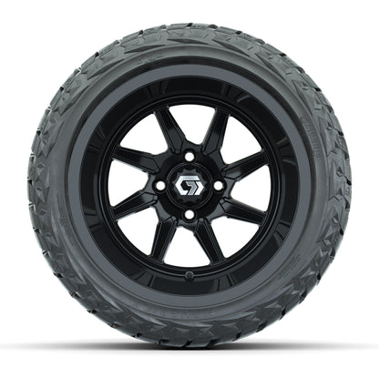 GTW® Reaper Gloss Black 14 in Wheels with 23X10-R14 Maverick Steel Belted Radial All-Terrain Tires - Full Set