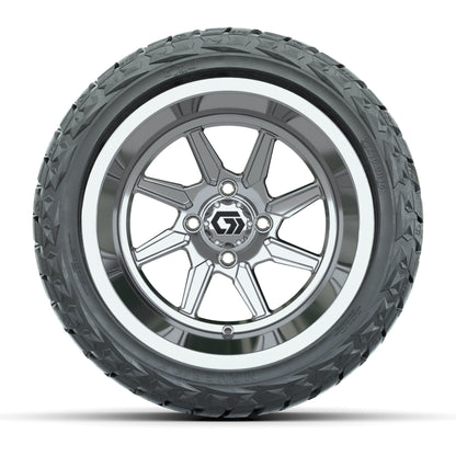 GTW® Reaper Chrome 14 in Wheels with 23X10-R14 Maverick Steel Belted Radial All-Terrain Tires - Full Set