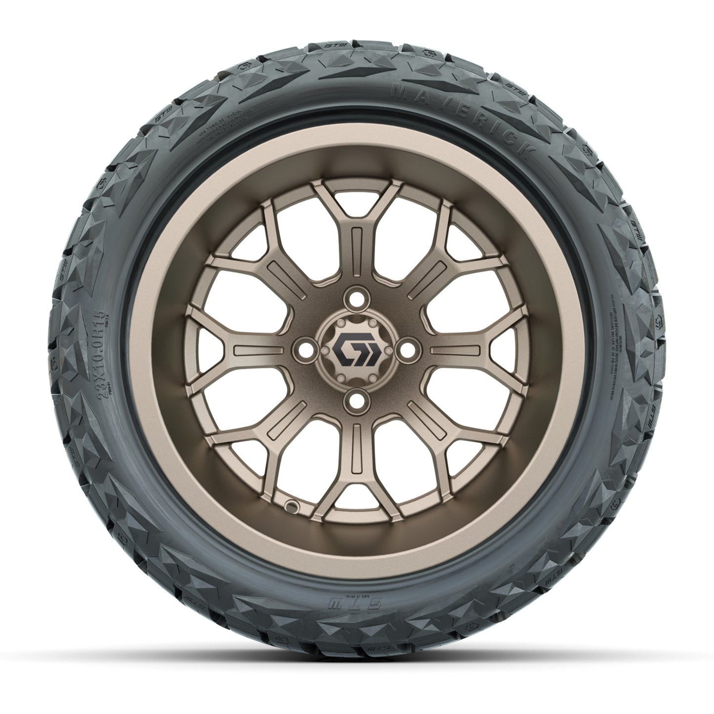 GTW® Assault Matte Bronze 15 in Wheels with 23X10-R15 Maverick Steel Belted Radial All-Terrain Tires - Full Set